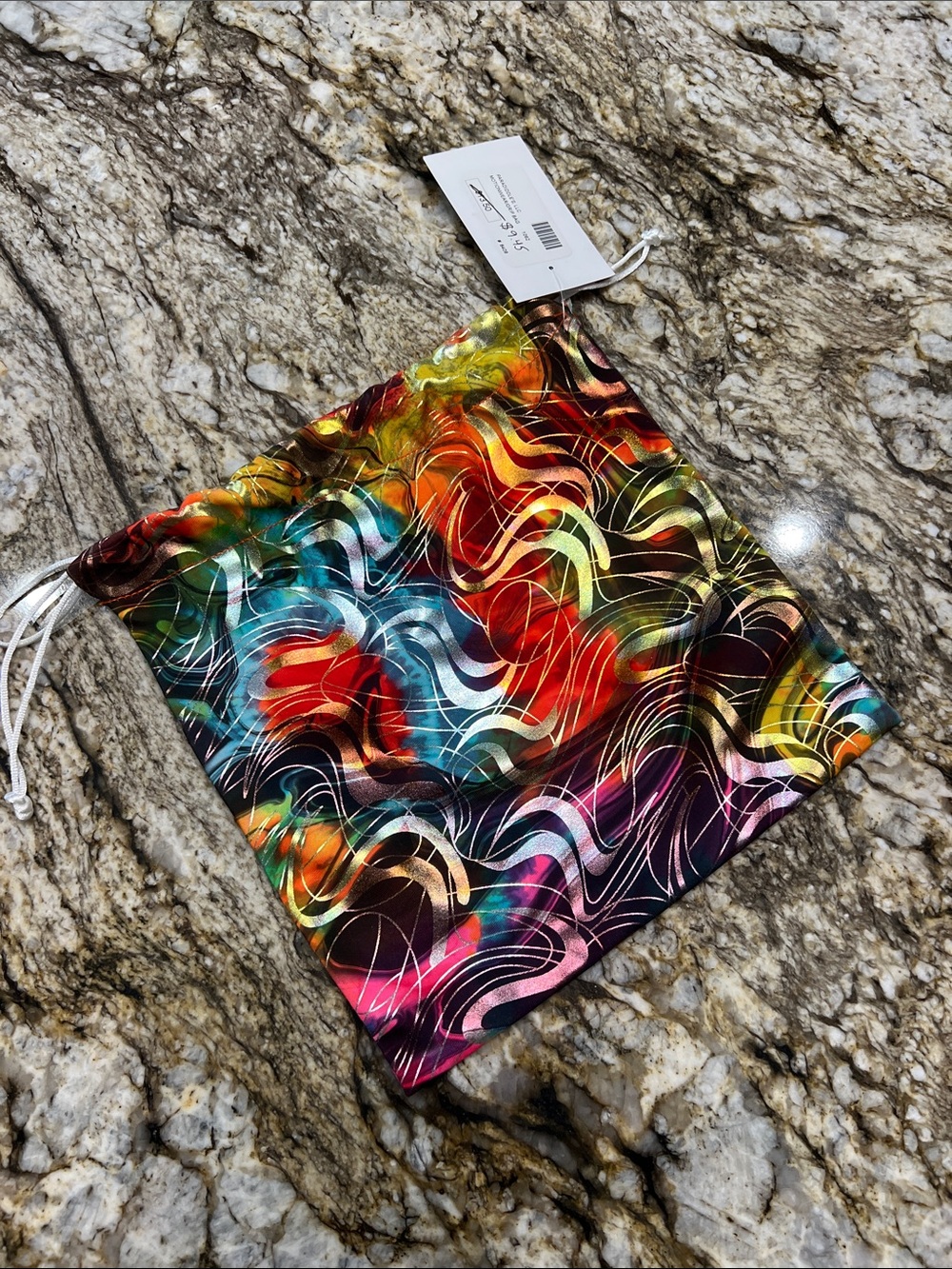 Colorful Abstract Satin Drawstring Pouch